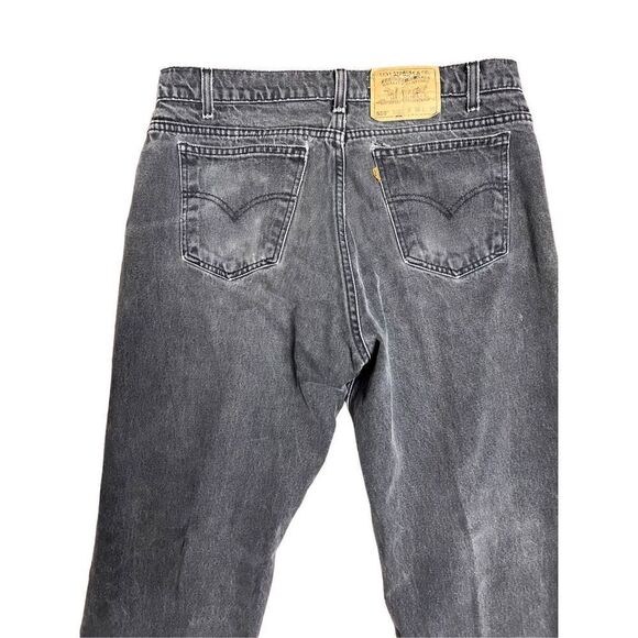 Vtg Levi’s 550 Orange Tab Relaxed Fit Tapered Distressed Black Denim Jeans 36/30 - Picture 4 of 11